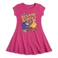 thumbnail image 1 of Sesame Street - SS Group Flowers - Youth Girls Fit And Flare Short Sleeve Dress, 1 of 4