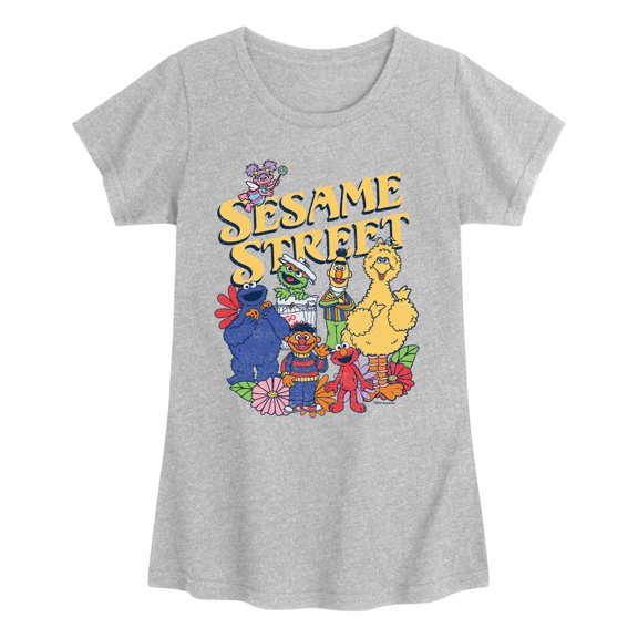 Sesame Street - SS Group Flowers - Youth Girls Short Sleeve T-Shirt