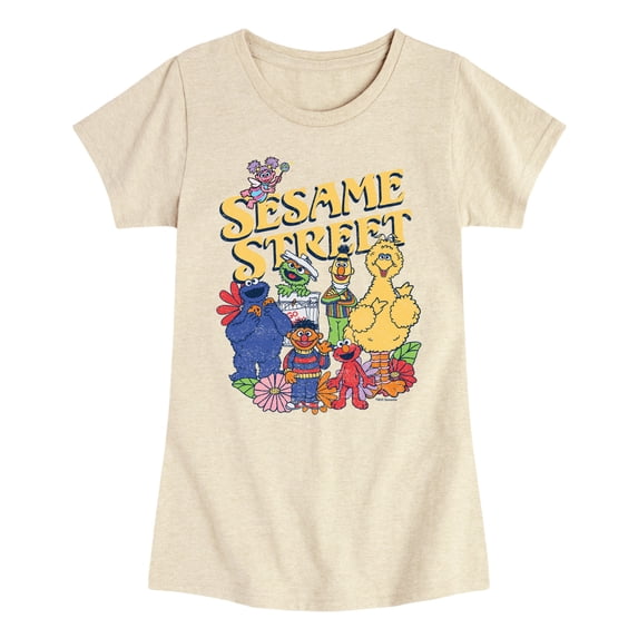 Sesame Street - SS Group Flowers - Youth Girls Short Sleeve T-Shirt