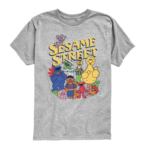 Sesame Street - Sesame Street Group Flowers - Youth Boys Short Sleeve Graphic T-Shirt