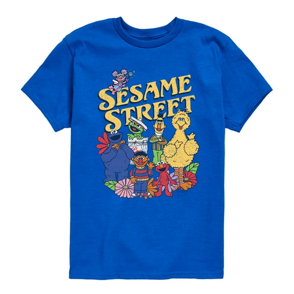 Sesame Street - Sesame Street Group Flowers - Youth Boys Short Sleeve Graphic T-Shirt