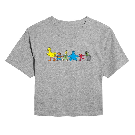 Sesame Street - SS Group - Juniors Cropped Short Sleeve Graphic T-Shirt