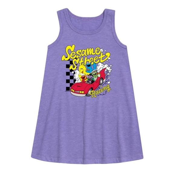 Sesame Street - SS Racing -Toddler And Youth Girls Short Sleeve Aline Dress