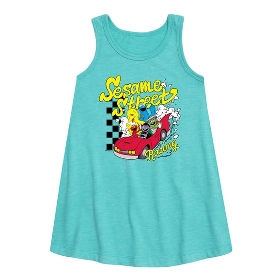 Sesame Street - SS Racing -Toddler And Youth Girls Short Sleeve Aline Dress