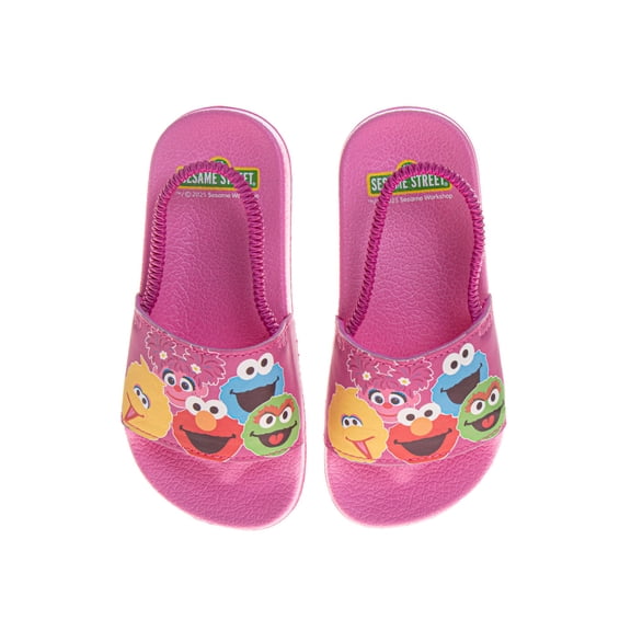 Sesame Street Sandals for Girls, Casual Comfortable Summer Adjustable (Toddler Little Kid), Pink, Size: 9-10
