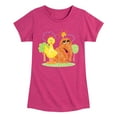 thumbnail image 1 of Sesame Street - Scribble Big Bird Snuffleupagus - Girls Fitted Short Sleeve Graphic T-Shirt, 1 of 4