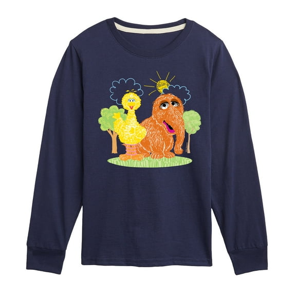 Sesame Street - Scribble Big Bird Snuffleupagus - Toddler and Youth Long Sleeve T-Shirt