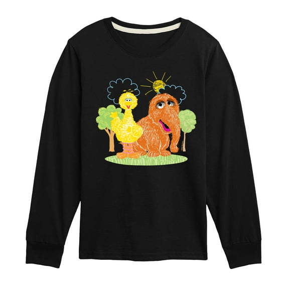 Sesame Street - Scribble Big Bird Snuffleupagus - Toddler and Youth Long Sleeve T-Shirt