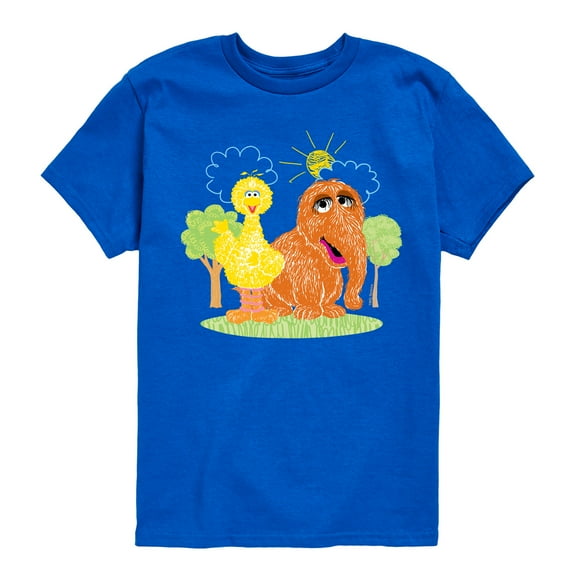 Sesame Street - Scribble Big Bird Snuffleupagus - Toddler and Youth Short Sleeve Graphic T-Shirt