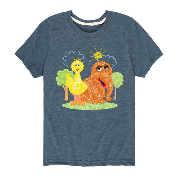 Sesame Street - Scribble Big Bird Snuffleupagus - Toddler and Youth Short Sleeve Graphic T-Shirt
