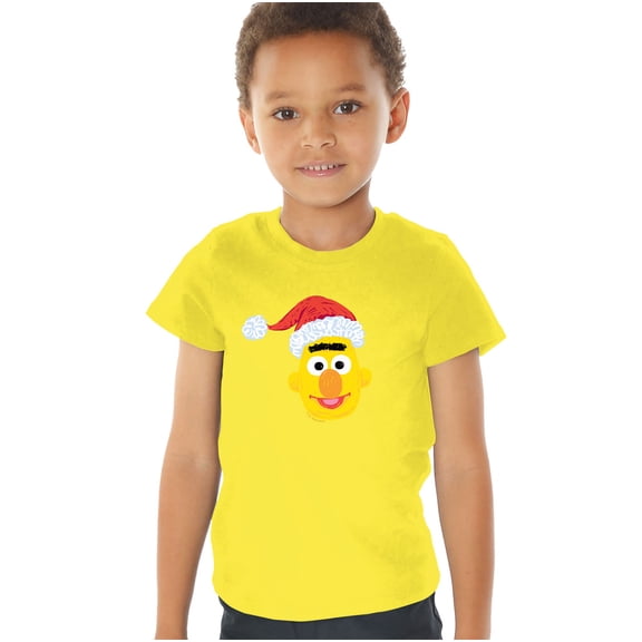 Sesame Street Scribble Christmas Bert Kids T Shirt (2) for Toddler Boys and Girls, Yellow