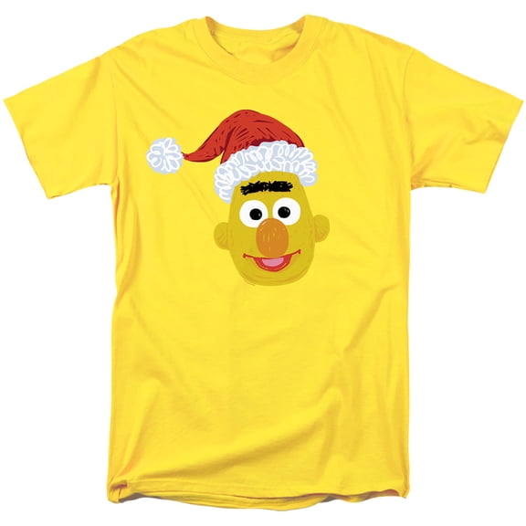 Sesame Street Scribble Christmas Bert Unisex Adult T Shirt, Yellow, Large