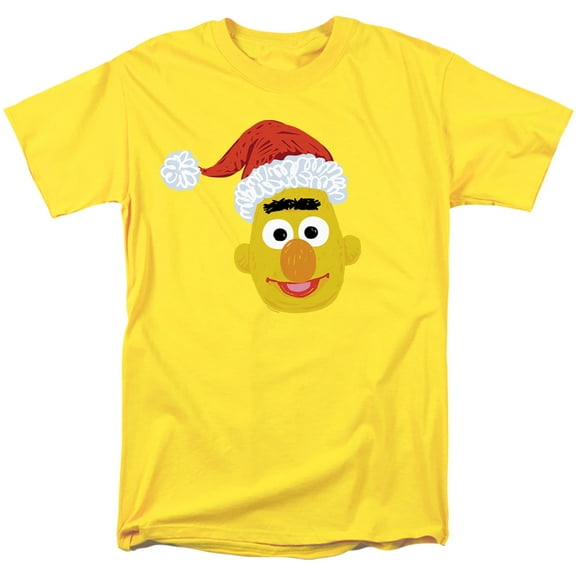 Sesame Street Scribble Christmas Bert Unisex Adult T Shirt, Yellow, X-Large