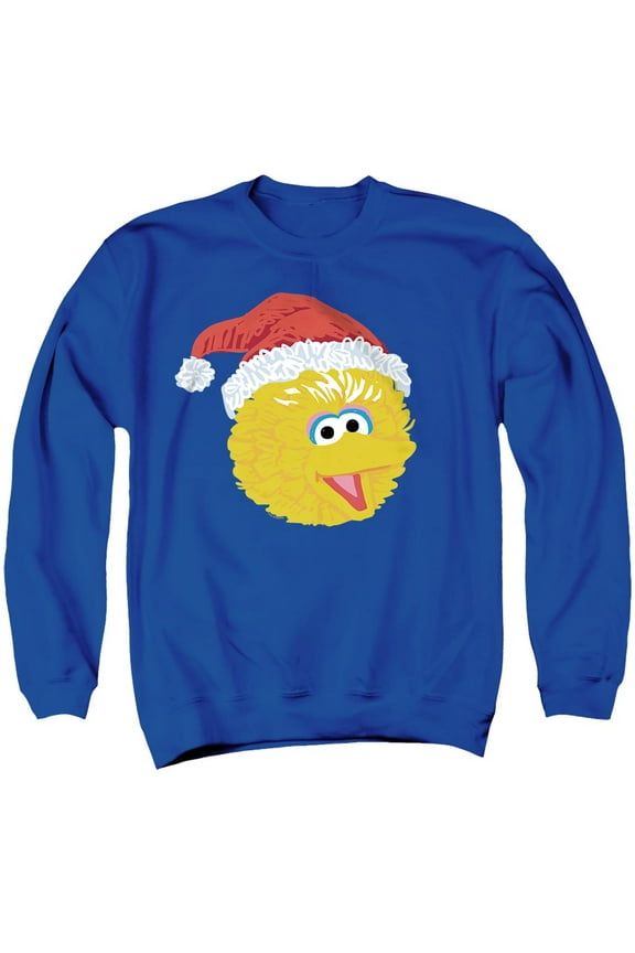 Scribble Christmas Big Bird Unisex Adult Crewneck Sweatshirt, Royal, Small
