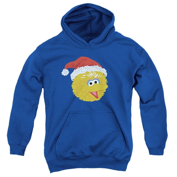 Sesame Street Scribble Christmas Big Bird Youth Kids Boy/Girls Pull-Over Hoodie, Royal, Large