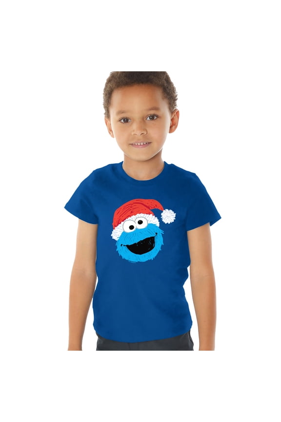 Scribble Christmas Cookie Monster Kids T Shirt (2) for Toddler Boys and Girls, Royal