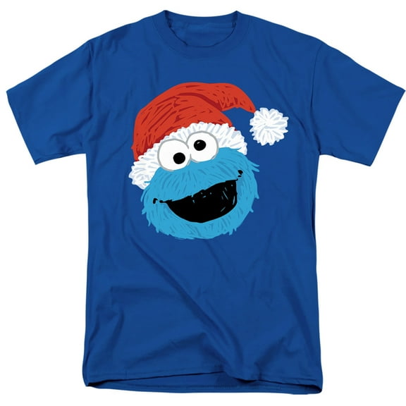 Sesame Street Scribble Christmas Cookie Monster Unisex Adult T Shirt, Royal, Small