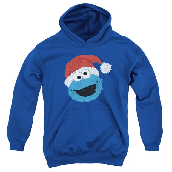 Sesame Street Scribble Christmas Cookie Monster Youth Kids Boy/Girls Pull-Over Hoodie, Royal, Large