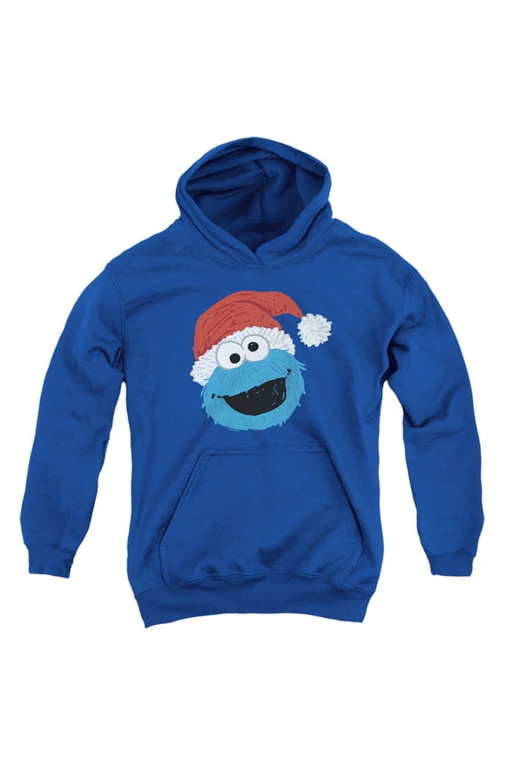 Scribble Christmas Cookie Monster Youth Kids Boy/Girls Pull-Over Hoodie, Royal, Large
