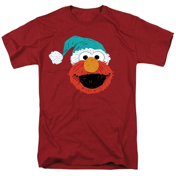 Sesame Street Scribble Christmas Elmo Unisex Adult T Shirt, Cardinal, X-Large