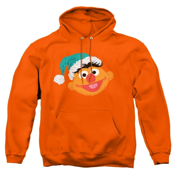 Sesame Street Scribble Christmas Ernie Adult Pull-Over Hoodie, Orange, X-Large