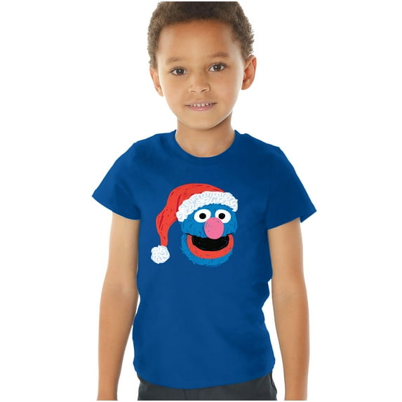 Sesame Street Scribble Christmas Grover Kids T Shirt (2) for Toddler Boys and Girls, Royal
