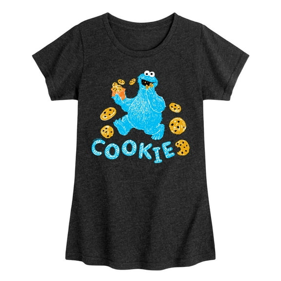 Sesame Street - Scribble Cookie Monster - Toddler Girls Short Sleeve Graphic T-Shirt