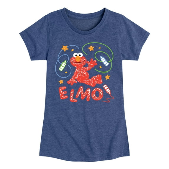 Sesame Street - Scribble Elmo - Girls Fitted Short Sleeve Graphic T-Shirt