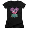 thumbnail image 1 of Sesame Street Scribble Head Junior Women's T-Shirt V-Neck Black, 1 of 1