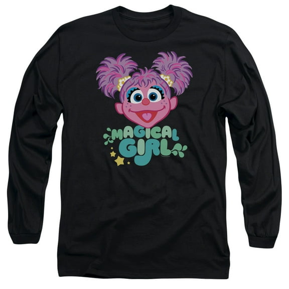 Sesame Street Scribble Head Long Sleeve Adult 18/1 T-Shirt Black
