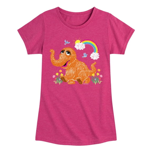 Sesame Street - Scribble Snuffleupagus - Girls Fitted Short Sleeve Graphic T-Shirt