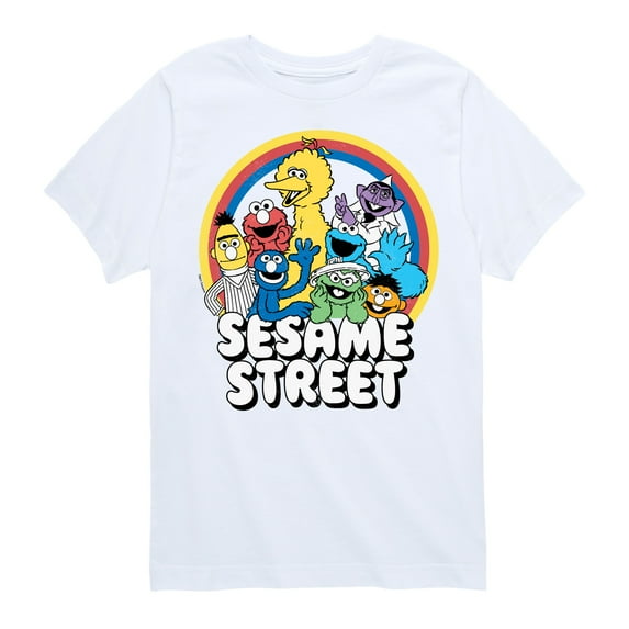 Sesame Street - Sesame Group Rainbow - Toddler and Youth Short Sleeve Graphic T-Shirt