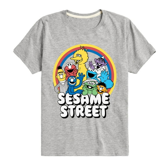 Sesame Street - Sesame Group Rainbow - Toddler and Youth Short Sleeve Graphic T-Shirt