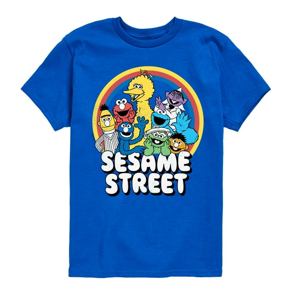 Sesame Street - Sesame Group Rainbow - Toddler and Youth Short Sleeve Graphic T-Shirt