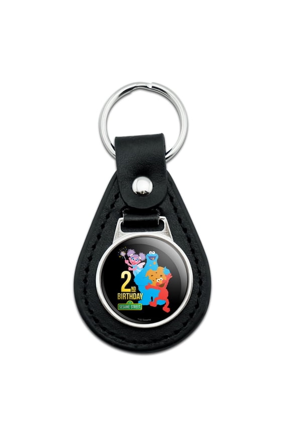 Sesame Street Sesame Street 2nd Birthday Black Leather Keychain