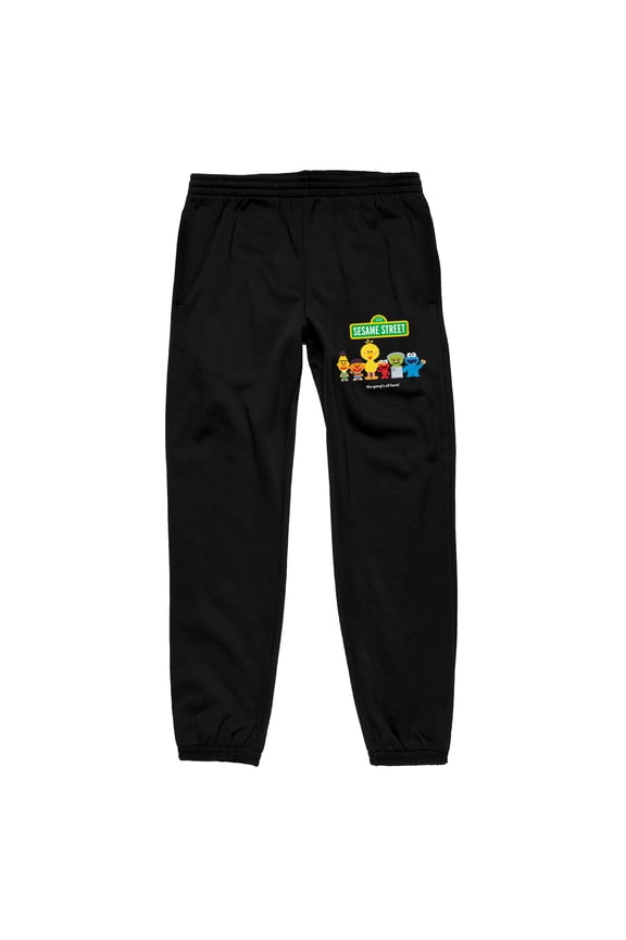 Sesame Street Sesame Street Gang Men's Black Graphic Sweatpants-XS