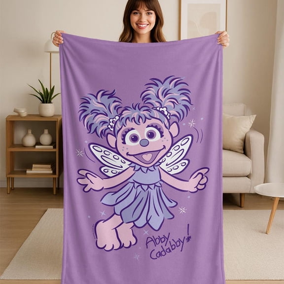 Sesame Street Simple Abby Flannel Blanket - Soft Cozy Throw for Home