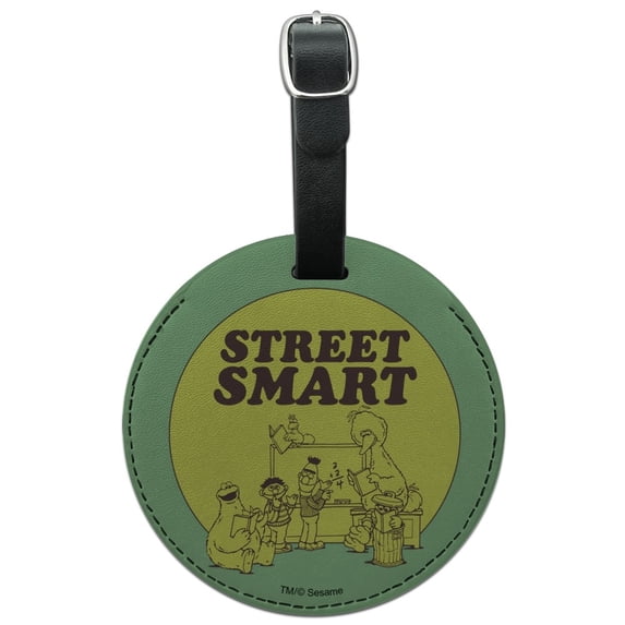 Sesame Street Smart Round Leather Luggage Card Suitcase Carry-On ID Tag