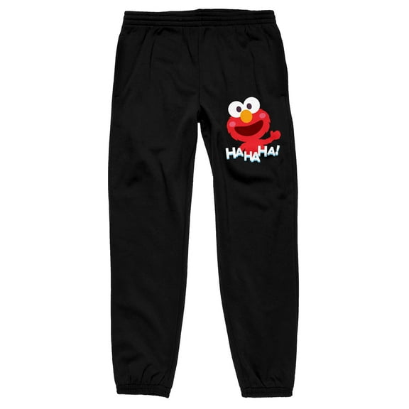 Sesame Street Smiling Elmo Men's Black Graphic Sweatpants-Medium