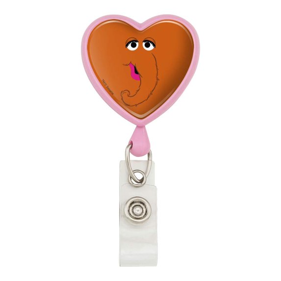 Sesame Street Snuffleupagus Face Heart Lanyard Retractable Reel Badge ID Card Holder