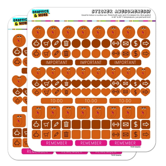 Sesame Street Snuffleupagus Face Planner Calendar Scrapbooking Crafting Sticker Set