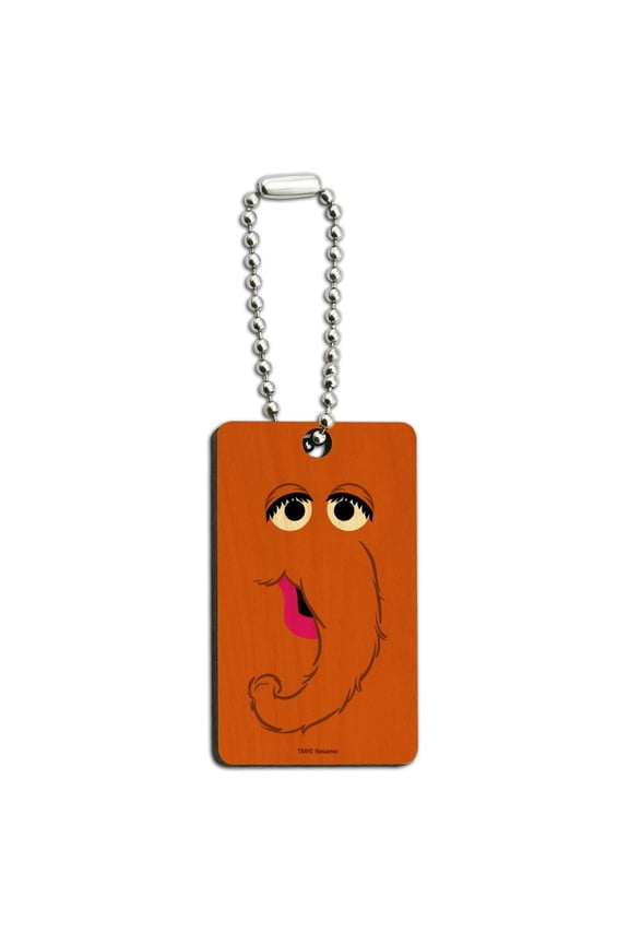 Sesame Street Snuffleupagus Face Wood Wooden Rectangle Keychain Key Ring