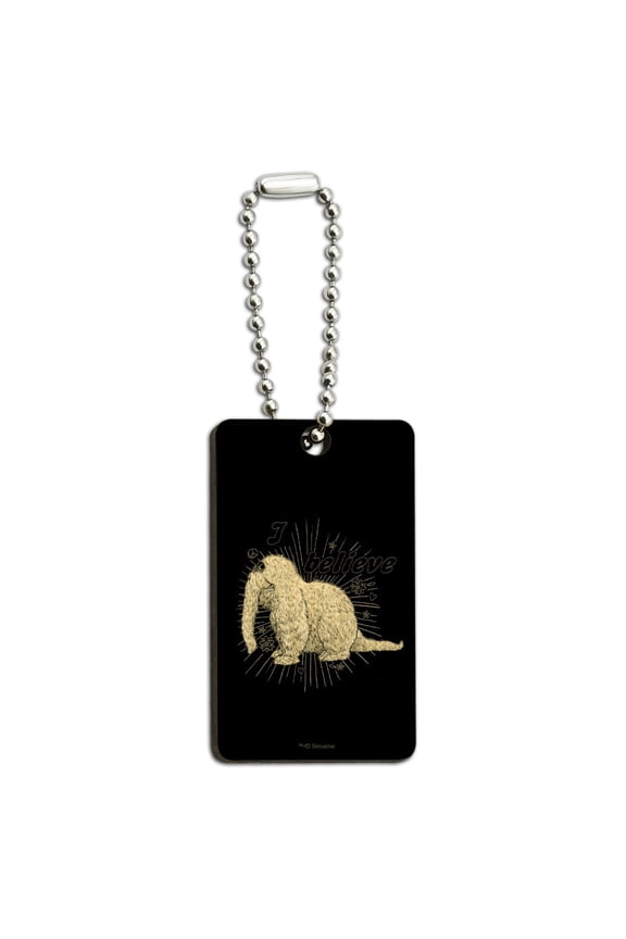Sesame Street Snuffleupagus I Believe Wood Wooden Rectangle Keychain Key Ring