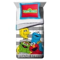 thumbnail image 1 of Sesame Street Stripes Kids 2-Piece Twin/Full Reversible Comforter and Sham Bedding Set, 100% Polyester, White, 1 of 5