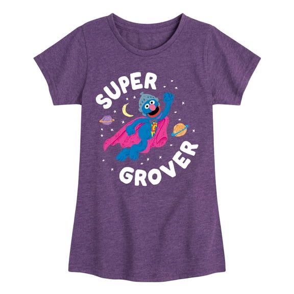 Sesame Street - Super Grover - Girls Fitted Short Sleeve Graphic T-Shirt