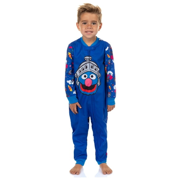 Sesame Street Super Grover Pajamas Toddler Fleece Zip Front Footless Sleeper