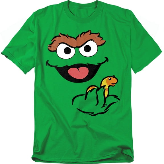 Sesame Street T-Shirt Oscar The Grouch Holding Slimey Unisex Graphic Tee for Men & Women