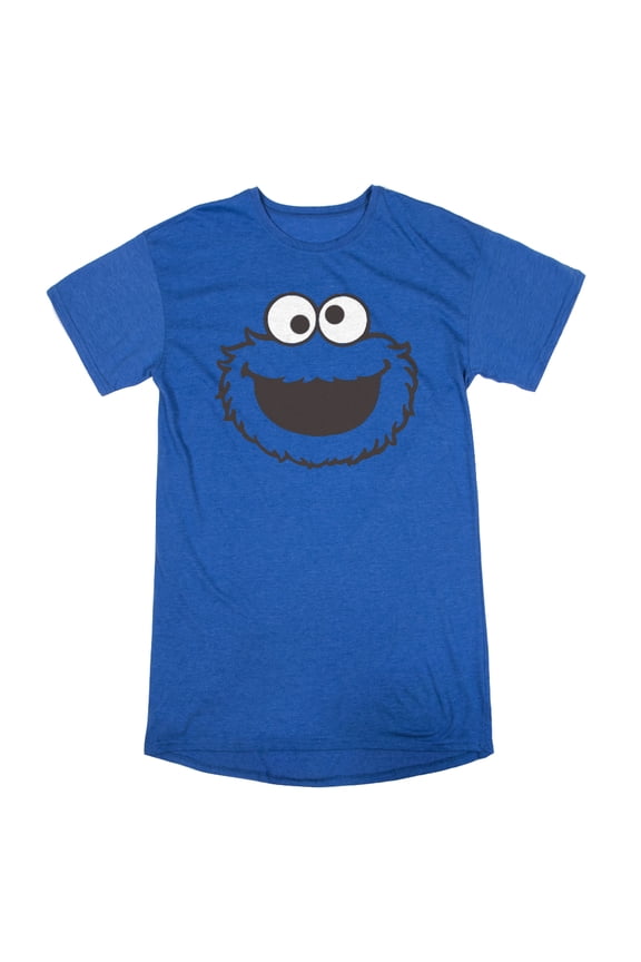Sesame Street TV Show Cookie Monster Character Juniors Blue Graphic Tee-Large