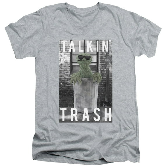 Sesame Street - Talkin Trash - Slim Fit V Neck Shirt - Small