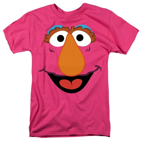 Sesame Street Telly Face Unisex Adult T Shirt, Hot Pink, Large